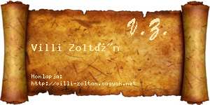 Villi Zoltán névjegykártya