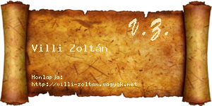 Villi Zoltán névjegykártya